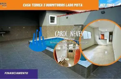 Casa terrea 3 dormitorios piscina lado pista financiamento mongagua