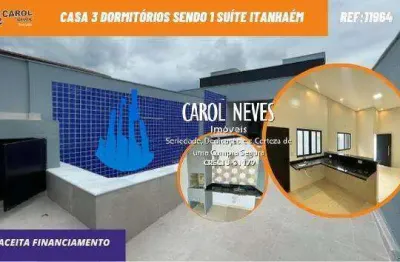 Casa nova 3 dormitorios 1 suite piscina financiamento lado praia itanhaem