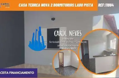 Casa terrea nova 2 dormitorios lado pista financiamento bancario mongagua