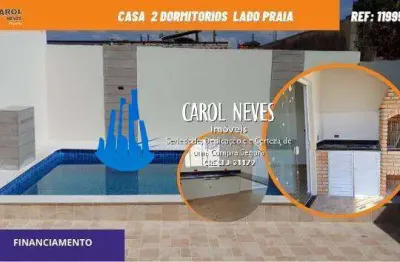 Casa 2 dormitorios piscina lado praia financiamento itanhaem