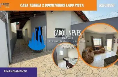 Casa terrea 2 dormitorios lado pista financiamento bancario mongagua