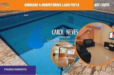 Sobrado 4 dormitorios piscina lado pista financiamento mongagua