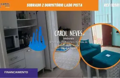 Sobrado 2 dormitorios piscina lado pista financiamento mongagua