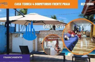 Casa terrea 4 dormitorios piscina frente praia financiamento mongagua
