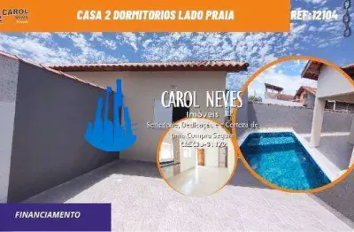 Casa 2 dormitorios suite  piscina lado praia financiamento itanhaem