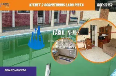 Kitnet 2 dormitorios piscina lado pista financiamento itanhaem