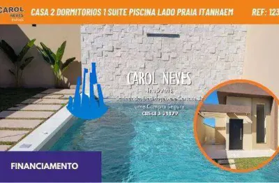 Casa 2 dormitorios 1 suite piscina lado praia financiamento itanhaem