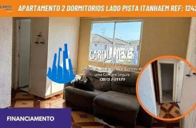 Apartamento 2 dormitorios lado pista financiamento itanhaem