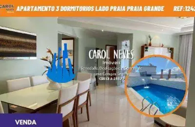 Apartamento 3 dormitorios piscina lado praia financiamento praia grande