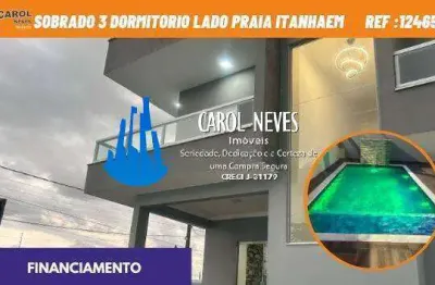 Sobrado 3 dormitorios 1 suite piscina lado praia financiamento itanhaem