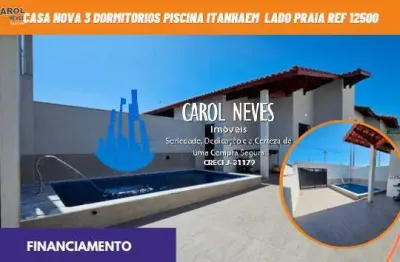 Casa 3 dormitorios piscina financiamento bancario lado praia itanhaem