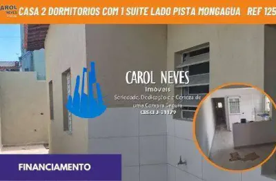 Casa geminada 2 dormitorios 1 suite lado pista financiamento mongagua
