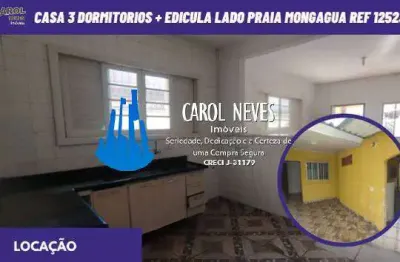 Casa locacao 3 dormitorios + edicula lado praia mongagua