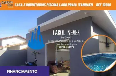 Casa 3 dormitorios piscina lado praia financiamento itanhaem