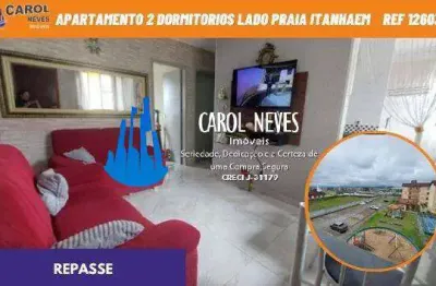 Apartamento 2 dormitorios quadra lado praia repasse itanhaem