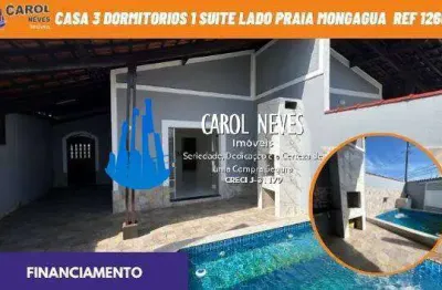 Casa 3 dormitorios 1 suite lado praia financiamento mongagua