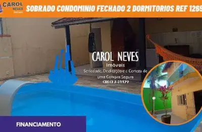 Sobrado condominio fechado 2 dormitorios lado praia financiamento mongagua