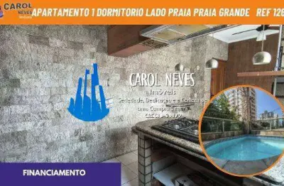Apartamento 1 dormitorio piscina lado praia financiamento praia grande