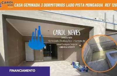 Casa geminada 3 dormitorios 1 suite lado pista financiamento mongagua