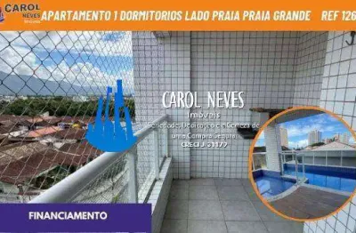 Apartamento 1 dormitorio piscina lado praia financiamento praia grande
