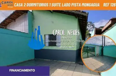 Casa geminada 2 dormitorios 1 suite lado pista financiamento mongagua