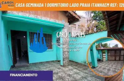 Casa geminada 1 dormitorio lado praia financiamento itanhaem