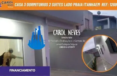 Casa 3 dormitorios 2 suites piscina lado praia financiamento itanhaem