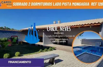 Sobrado condominio fechado 2 dormitorios lado pista financiamento mongagua