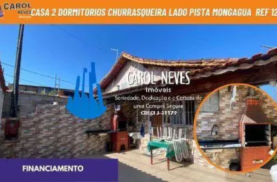 Casa 2 dormitorios churrasqueira lado pista financiamento mongagua