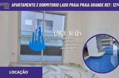 Apartamento 2 dormitorios 1 suite lado praia locação praia grande