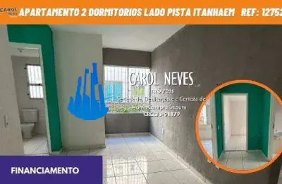 Apartamento 2 dormitorios churrasqueira lado pista financiamento itanhaem