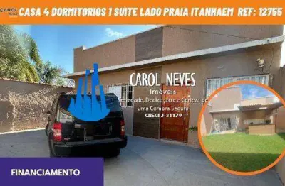 Casa 4 dormitorios 1 suite churrasqueira lado praia financiamento itanhaem