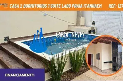 Casa 2 dormitorios 1 suite lado praia financiamento itanhaem