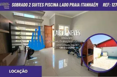 Sobrado 2 suites piscina lado praia locacao itanhaém