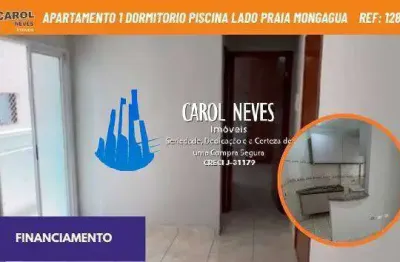 Apartamento 1 dormitorio piscina lado praia financiamento mongagua