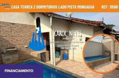 Casa  2 dormitorios churrasqueira piscina financiamento lado pista mongagua
