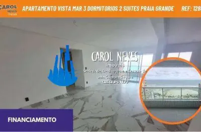 Apartamento vista mar 3 dormitorios 2 suites financiamento praia grande