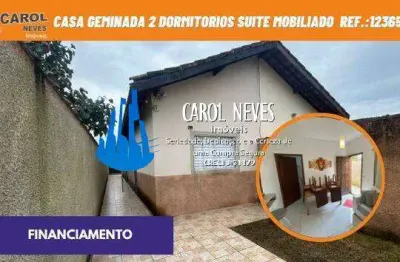 Casa geminada 2 dormitorios suite mobiliado financiamento itanhaem
