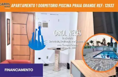 Apartamento 1 dormitorio piscina 7° andar financiamento praia grande
