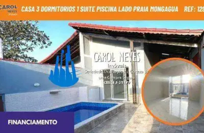 Casa 3 dormitorios 1 suite piscina lado praia financiamento mongagua