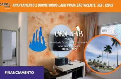 Apartamento mobiliado 2 dormitorios lado praia financiamento sao vicente