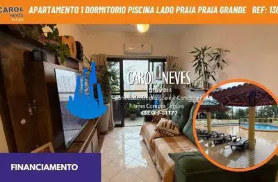 Apartamento 1 dormitorio piscina lado praia financiamento praia grande