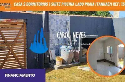 Casa 2 dormitorios 1 suite piscina lado praia financiamento itanhaem