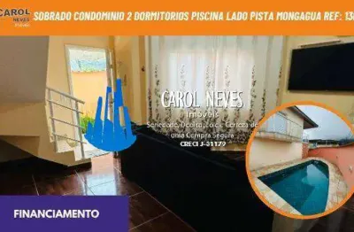 Sobrado condominio 2 dormitorios piscina lado pista financiamento mongagua