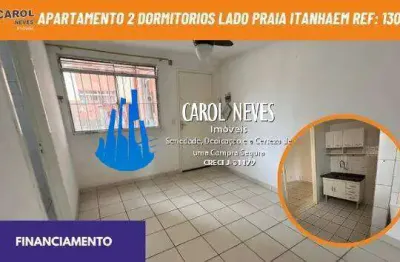 Apartamento 2 dormitorios lado praia financiamento itanhaem