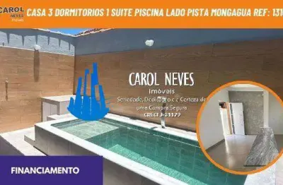 Casa 3 dormitorios 1 suite piscina lado pista financiamento mongagua