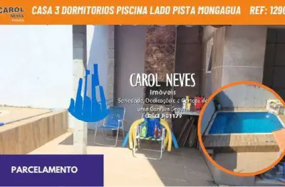 Casa 3 dormitorios piscina parcelamento direto lado pista  mongagua