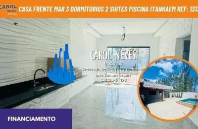 Casa frente mar 3 dormitorios 2 suites piscina financiamento itanhaem