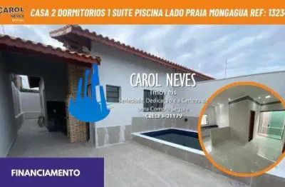 Casa 2 dormitorios 1 suite piscina lado praia financiamento mongagua