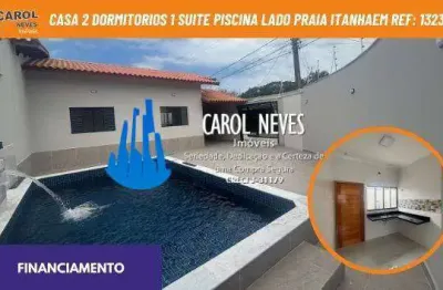 Casa 2 dormitorios 1 suite piscina lado praia financiamento itanhaem